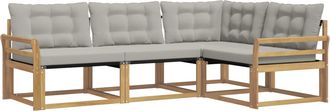 vidaXL Conjunto De Sof&aacute;s De Exterior 4 Uds. Blanco Y Gris Claro Vidaxl