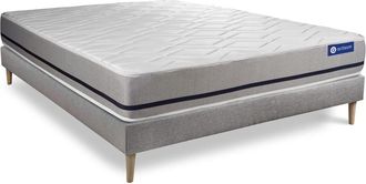 Actisom Somier gris + colch&oacute;n con espuma viscoel&aacute;stica 120 x 190