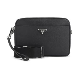 Prada Tassen, Dames, Zwart, ONE Size, Leer, Bandoliera Schoudertas