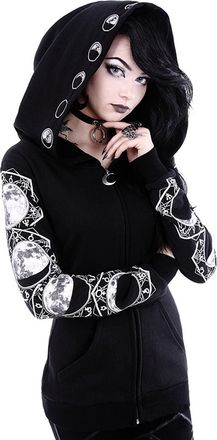 Generic Punk Gothic Hoodie for Women Long Sleeve Zip Up Coats Casual Fashion Moon Print Comfortable Fleece Warm Cardigan Plus Size Loose Fit Baggy Daily Holid