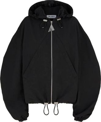 The Attico Light Jackets, female, Black, S, Black Nylon Bomber Jacket with Hood