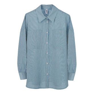 Bomboogie Dames, Blouses & Shirts, Blauw, Maat: L Katoen