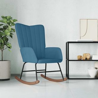 vidaXL Silla Mecedora De Terciopelo Azul Vidaxl