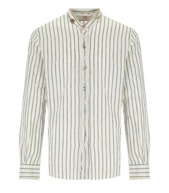 Bob Korea White Green Striped Shirt