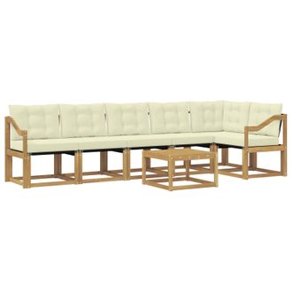 vidaXL Conjunto De Sof&aacute;s De Exterior Con Coj&iacute;n 7 Pcs Blanco Y Crema Vidaxl