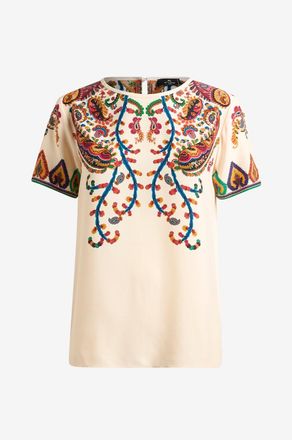 Etro T-Shirt mit Rundhalsausschnitt aus bedruckter Seide