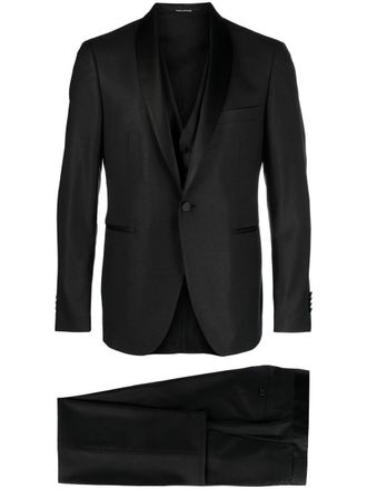 Tagliatore Completo tre pezzi con revers satinati - Nero