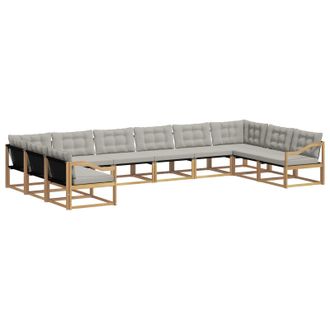 vidaXL Conjunto De Sof&aacute;s De Exterior 10 Pcs Blanco Y Gris Claro Vidaxl