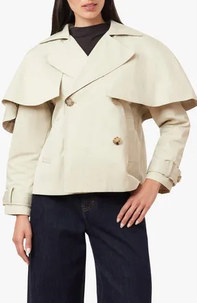 Habitual Cropped Trench Jacket in Stone at Nordstrom, Size X-Small