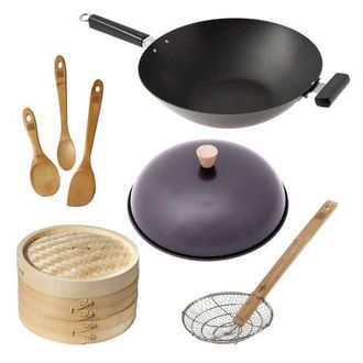 Joyce Chen Professional Series Nonstick 14 Wok Bundle, 5 piece in Bamboo/carbon Steel at Nordstrom