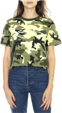 Karl Kani Signature Crop Wijde T-shirt - Dames - T-shirts - Veelkleurig - S - Katoen - Tops