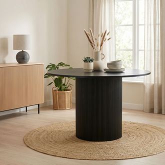 Furniturebox Penrose 120cm Round Wooden Pedestal Dining Table in Black