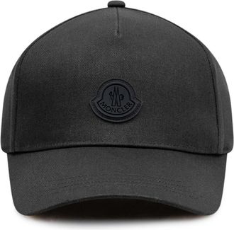 Moncler Cotton Gabardine Baseball Cap - Dames - Petten - Zwart - ONE Size - Katoen - Accessoires