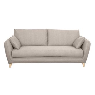 Miliboo Sof&aacute; Cama 3plazas N&oacute;rdico De Tela Beige Natural Con Colch&oacute;n De 10 Cm Creep