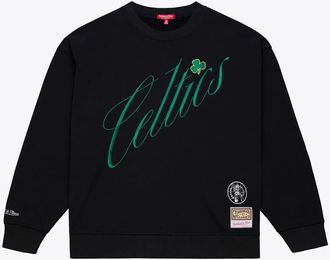 Mitchell & Ness Womens Mitchell & Ness Black Boston Celtics Hardwood Classics Script Lightweight Sweatshirt at Nordstrom, Size X-Large