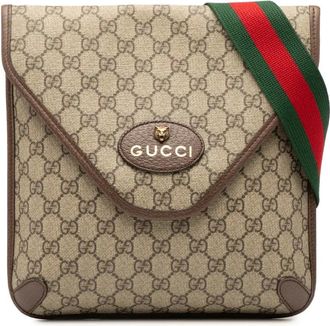 Gucci 2016-2025 medium GG Supreme Neo Flap crossbodytas - Bruin