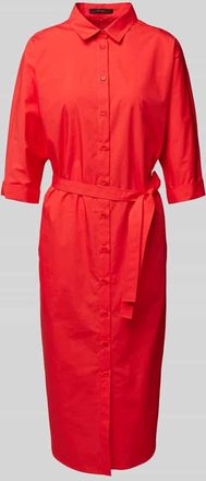 Windsor Midikleid mit Bindeg&uuml;rtel in Hellrot, Gr&ouml;&szlig;e 40