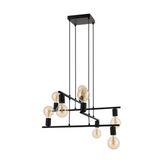Loops Pendant Ceiling 8 Bulb Light Colour Black Up & Down Bulb Holders Bulb E27 8x40W