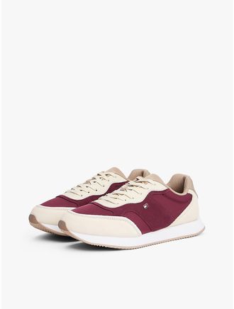 Tommy Hilfiger Womens Mixed-Media Runner Sneaker - Dark Red/Muslin - US 6.5 / EU 37