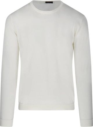 Roberto Collina Round-neck Knitwear, male, Beige, Size: XL Ecru Round Neck Sweater