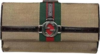 Gucci Pre-owned Katoenen Portemonnee - unisex - Vintage Accessoires - Beige - ONE Size - Katoen - Vintage