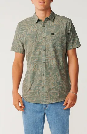 Rip Curl Hawaii Aerotech Short Sleeve Performance Button-Up Shirt in Dark Olive at Nordstrom, Size Xx-Large