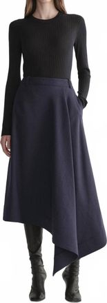 A.L.C. Gael Melange Twill Midi Skirt In Navy
