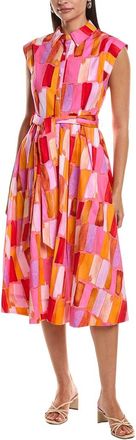Milly Milly Jules Sunset Tile Poplin Midi Dress
