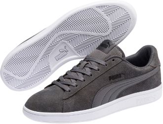 Puma Sneaker PUMA Puma Smash v2, Damen, Gr. 38,5, grau, Leder, gl&auml;nzend, Schuhe Sneaker