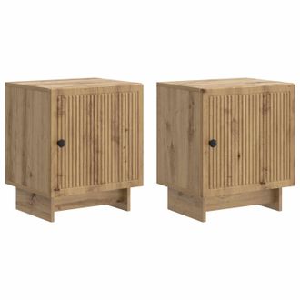 vidaXL Armario De Noche 2 Pcs Roble Artesanal 43 X 34,5 X 50 Cm Vidaxl