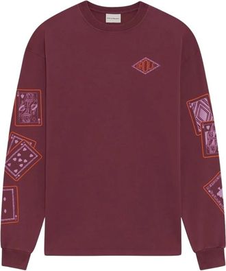 Dr&ocirc;le de Monsieur Camiseta de manga larga con estampado de cartas - Tops - Hombre - Rojo - XL
