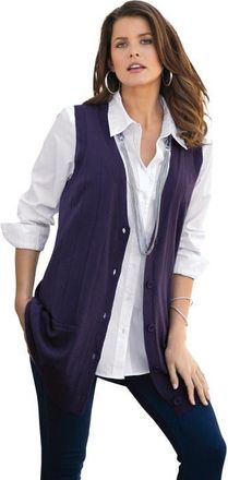 Roaman's Plus Size Drop Needle Vest Lightweight Sweater Knit in Navy at Nordstrom, Size Medium