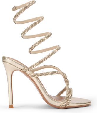 Kurt Geiger Womens Sloane Sandals - Gold Fabric - Size UK 8