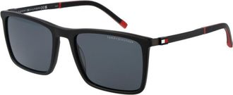 Tommy Hilfiger Mens Sunglasses Rectangular Frame - Black - One Size