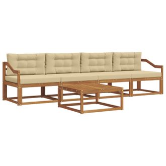 vidaXL Conjunto De Sof&aacute;s De Exterior Con Coj&iacute;n 5 Pcs Natural Y Beige Vidaxl