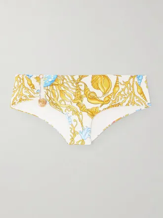 Versace Slip Bikini Stampati Con Decorazione - Bianco