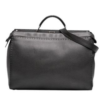 Fendi Pre-owned Peekaboo Iconic Fit Bag - Dames - Pre-owned - Grijs - Maat: ONE Size Leer
