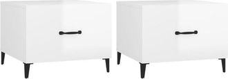 vidaXL Vidaxl - Coffee Tables with Metal Legs 2 pcs High Gloss White 50x50x40 cm
