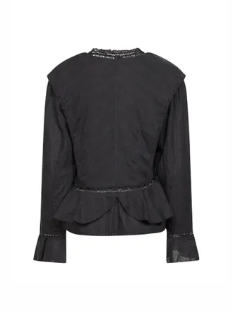 Isabel Marant Womens Blouse Damienne Black Cotton-Linen Shirt