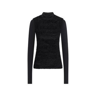 Darkpark Darkpark - Joy Double Fabric Faux Astrakan & Jersey Top - Dames - Tops - Zwart - Maat: XS Jersey