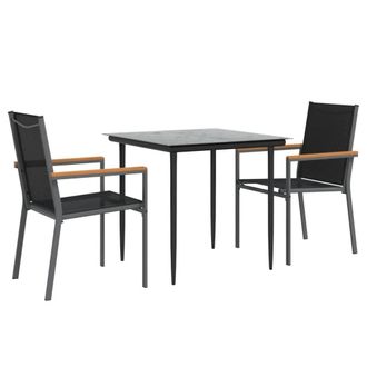 Berkfield Home Beautiful 3 Piece Garden Dining Set Black Textilene & Steel