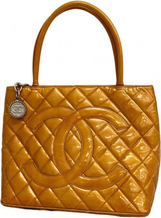 Chanel Orange Pink Patent Leather Tote Bag (Pre-Owned)