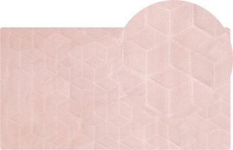 Beliani Beliani - Alfombra Rosa 80 X 150 Cm Poli&eacute;ster Piel Sint&eacute;tica De Conejo Pelo Largo Thatta