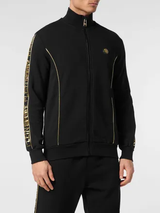 Plein Sport Felpa in jersey con zip e collo alto con logo posteriore