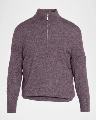 Brunello Cucinelli Men & apos;s Cashmere Mouline Quarter-Zip Sweater