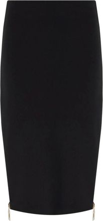 Elisabetta Franchi Zwarte Midi Rok met Rits - Dames - Kokerrokken - Zwart - M - Polyester - Rokken