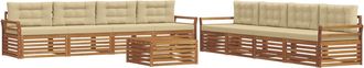 vidaXL Conjunto De Sof&aacute;s De Exterior 9 Uds. Natural Y Beige Vidaxl