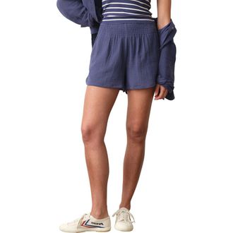 Marine Layer Isla Pull-On Double Cloth Shorts in Bay Blue at Nordstrom, Size X-Small