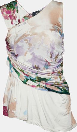 Just Cavalli Multicolor Printed Jersey Draped Sleeveless Top