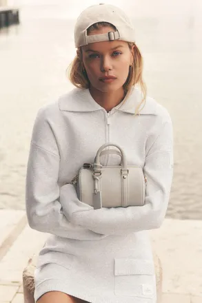 Alo | Scholar Knit Cropped Full Zip Jacket in White Heather, Size: Medium